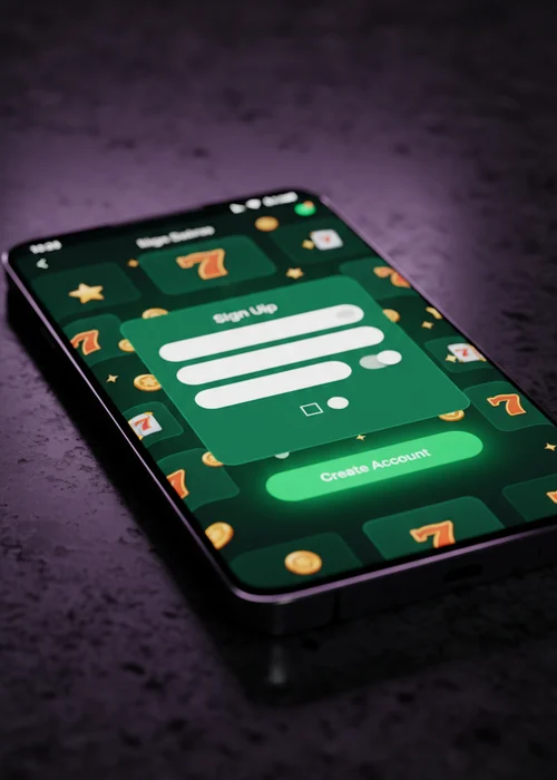 Screenshot of Mr Beast Casino's 3-step registration form on a mobile device, showing email and password fields for players.